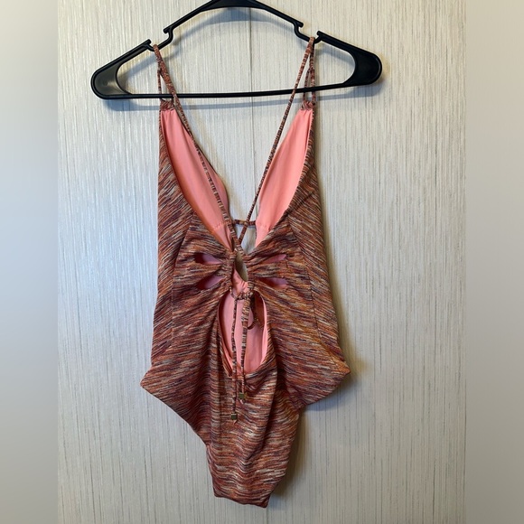 Becca by Rebecca Virtue Women's Sundance Metallic Plunge One Piece Swimsuit M - Picture 3 of 5